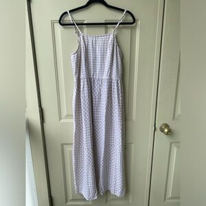 Beige checkered midi dress